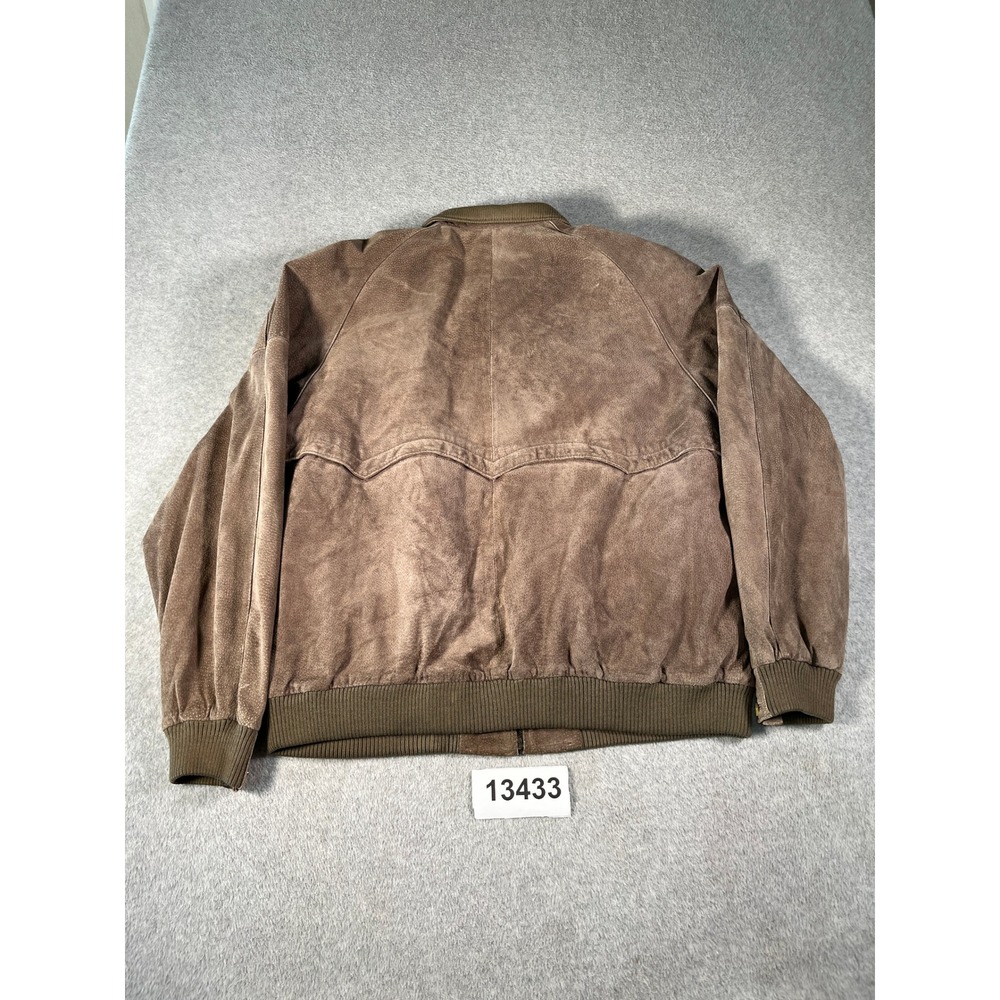 Gant Suede Bomber Jacket Mens 46 Brown Good Vintage Plaid Lined Korea - Picture 10 of 11